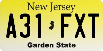 NJ license plate A31FXT