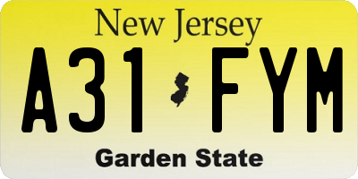 NJ license plate A31FYM