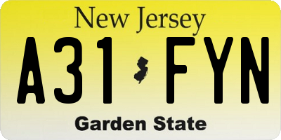 NJ license plate A31FYN