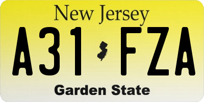 NJ license plate A31FZA
