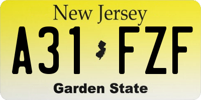 NJ license plate A31FZF