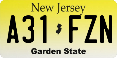 NJ license plate A31FZN