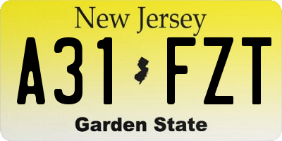 NJ license plate A31FZT