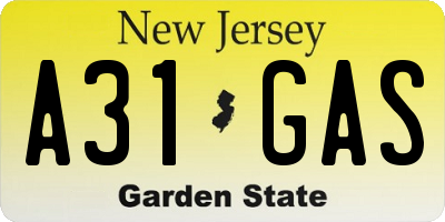 NJ license plate A31GAS