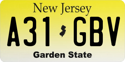NJ license plate A31GBV