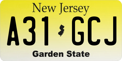 NJ license plate A31GCJ