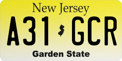 NJ license plate A31GCR