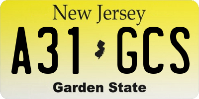 NJ license plate A31GCS