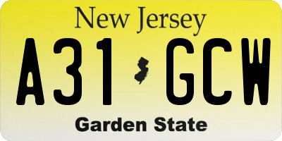 NJ license plate A31GCW