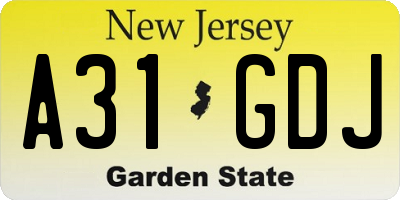 NJ license plate A31GDJ