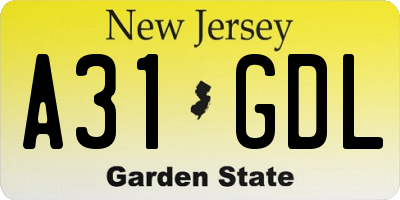 NJ license plate A31GDL