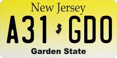 NJ license plate A31GDO