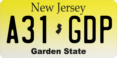 NJ license plate A31GDP
