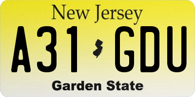 NJ license plate A31GDU