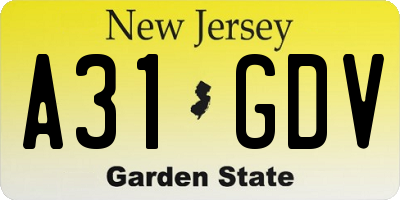 NJ license plate A31GDV