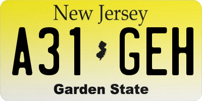 NJ license plate A31GEH