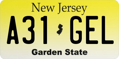 NJ license plate A31GEL