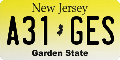 NJ license plate A31GES