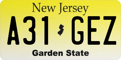 NJ license plate A31GEZ