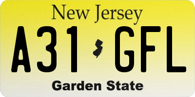NJ license plate A31GFL