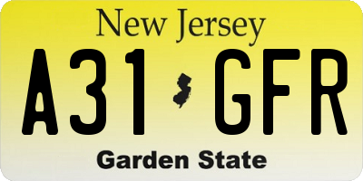 NJ license plate A31GFR