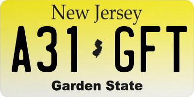 NJ license plate A31GFT