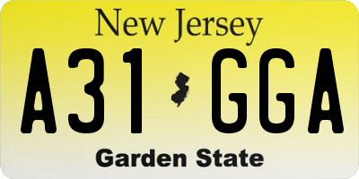 NJ license plate A31GGA