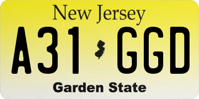 NJ license plate A31GGD