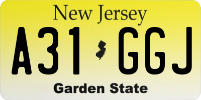 NJ license plate A31GGJ