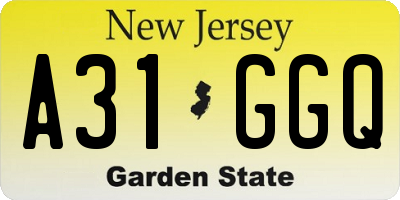 NJ license plate A31GGQ
