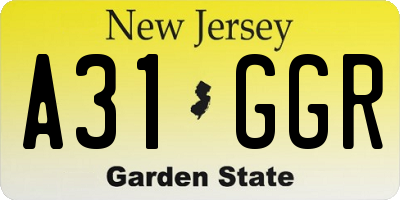 NJ license plate A31GGR