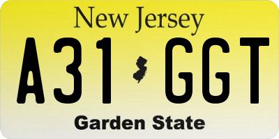 NJ license plate A31GGT