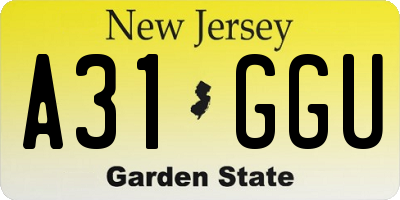 NJ license plate A31GGU