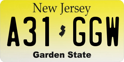 NJ license plate A31GGW