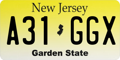 NJ license plate A31GGX