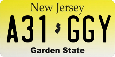 NJ license plate A31GGY
