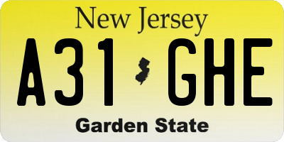NJ license plate A31GHE