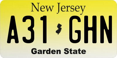 NJ license plate A31GHN
