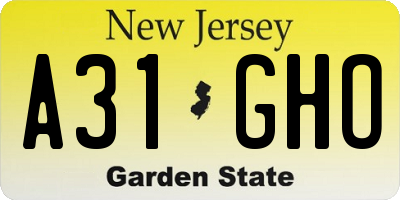 NJ license plate A31GHO