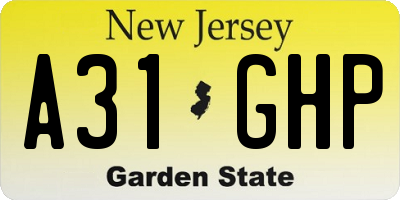 NJ license plate A31GHP