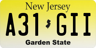 NJ license plate A31GII