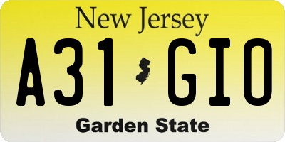 NJ license plate A31GIO