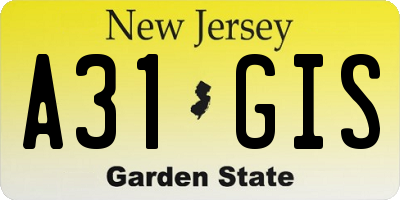 NJ license plate A31GIS