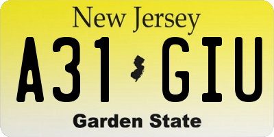 NJ license plate A31GIU