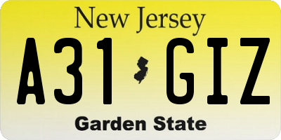 NJ license plate A31GIZ