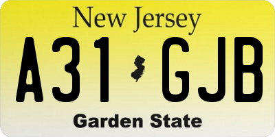 NJ license plate A31GJB