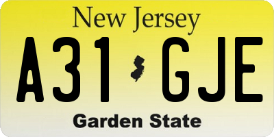 NJ license plate A31GJE