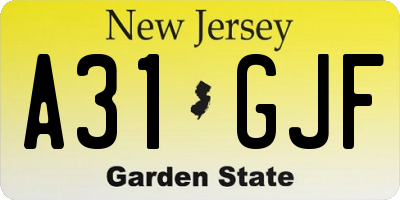 NJ license plate A31GJF