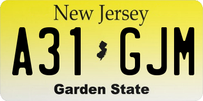 NJ license plate A31GJM
