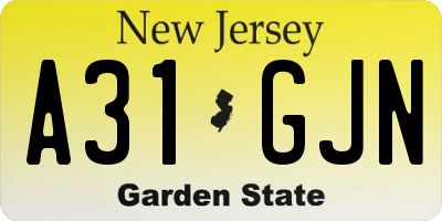 NJ license plate A31GJN